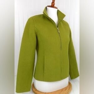 Alexandra Bartlett Womans Large spring Green 100% Wool Full Zip Jacket EUC